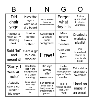 Region Ten Bingo Card