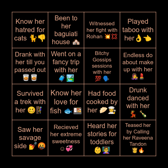 Nidhi's Birthday Bingo! Bingo Card