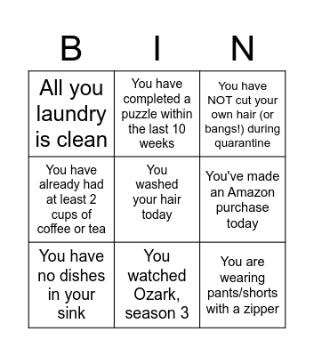 COVID-19 Bingo Card