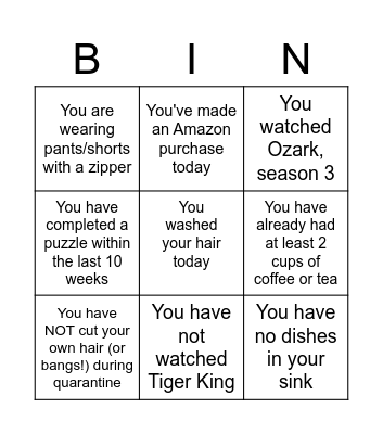 COVID-19 Bingo Card