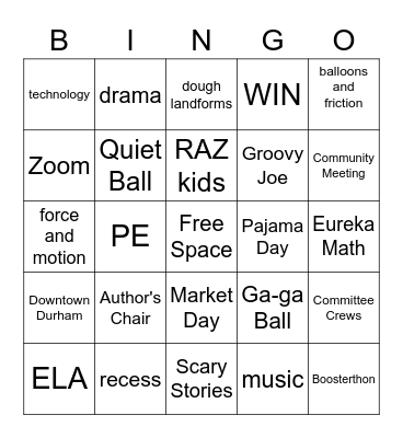 3rd Grade Memories Bingo Card