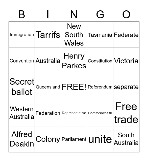 Federation Bingo Card