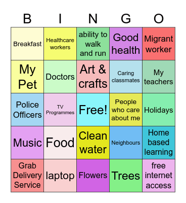 Gratitude Bingo! Bingo Card