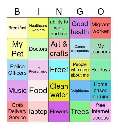 Gratitude Bingo! Bingo Card