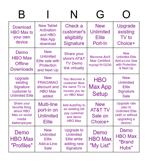 HBO Max Bingo - Heartland States Bingo Card