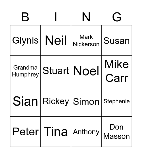 Nickerson/Masson family bingo Card