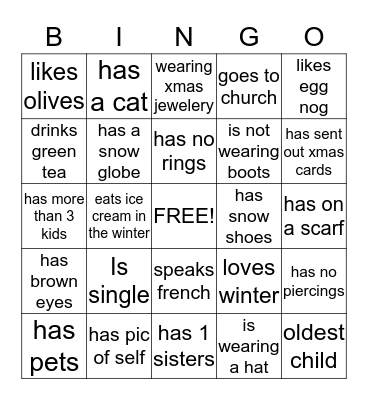 GET TO KNOW EACH BINGO Card
