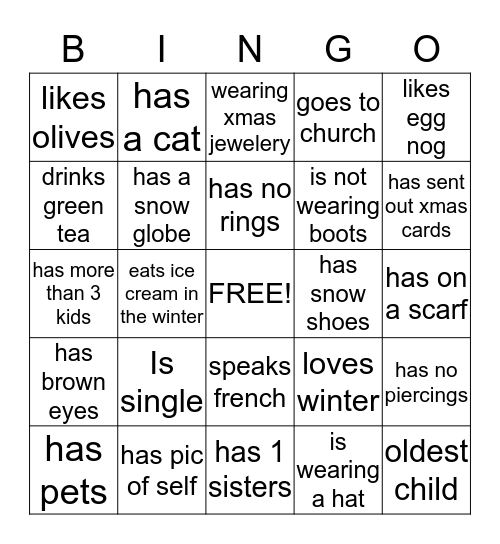 GET TO KNOW EACH BINGO Card