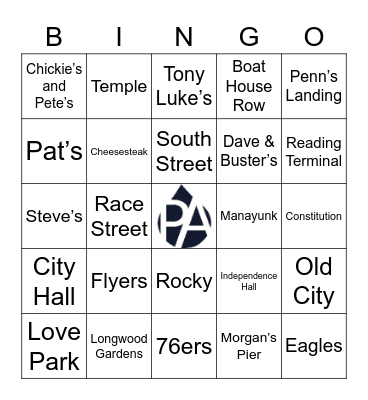 Philadelphia Family Bingo Card