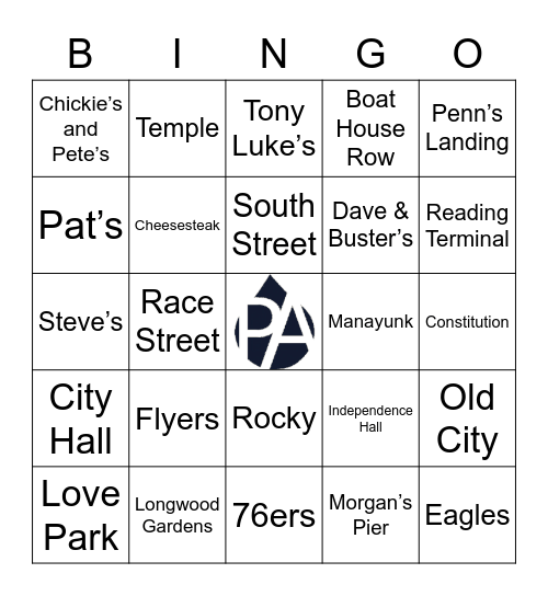 Philadelphia Family Bingo Card