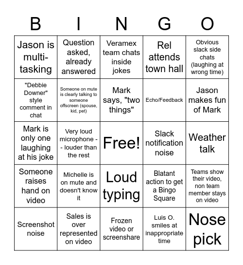 Verato Town Hall: Sn1 Ep2 Bingo Card