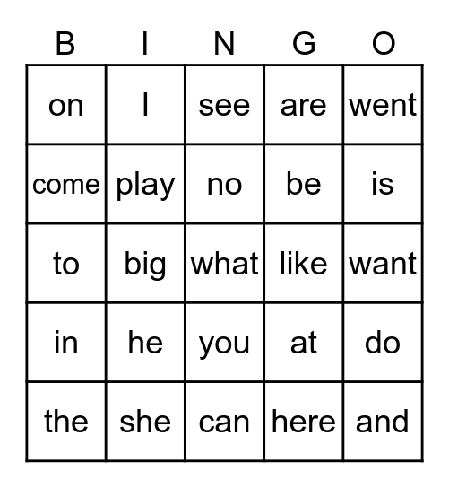 Ms. Guzman's Sight Word Bingo Card