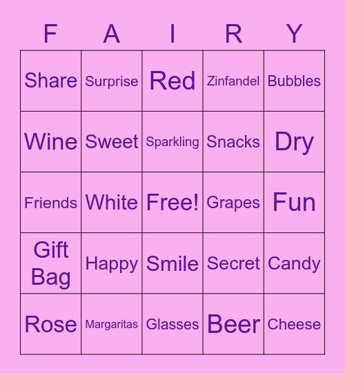 Fairy bingo Card