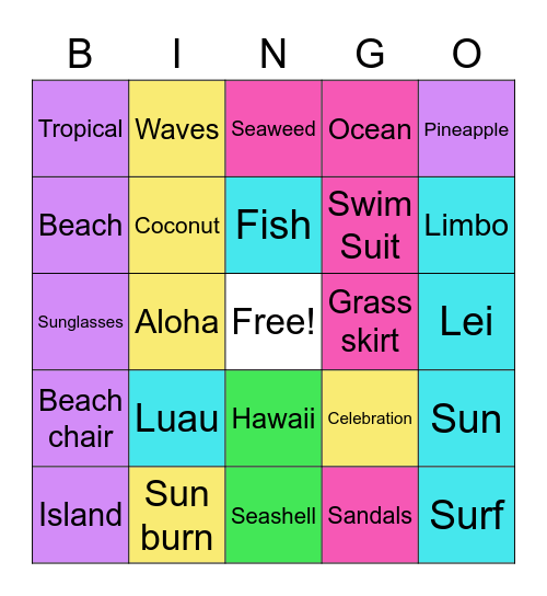 Luau Bingo Card