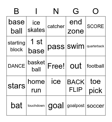 sports  bingo Card