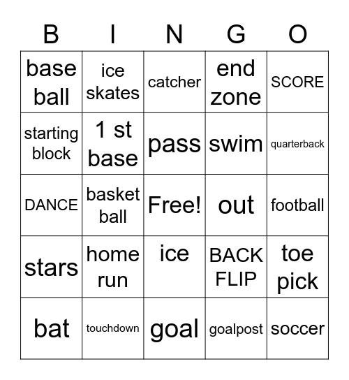 sports  bingo Card