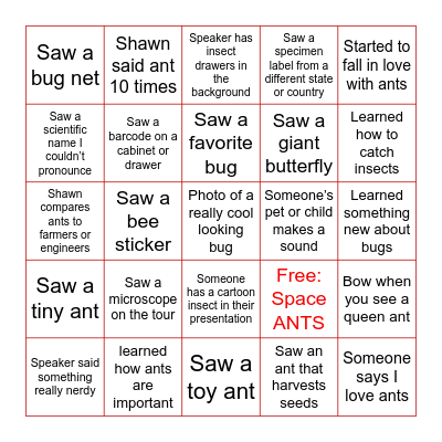 Ant Bingo Card