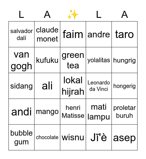 bingo Lauren Bingo Card