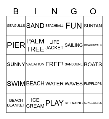 BEACH PARTY BINGO Card