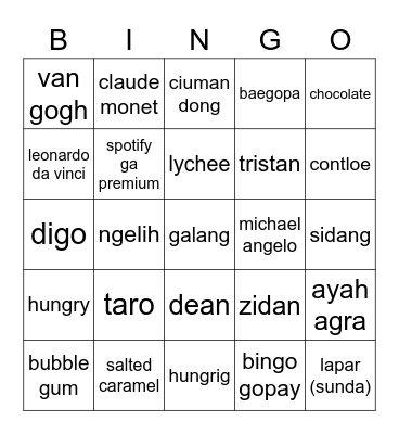 July Bingo Card