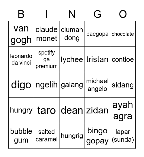 July Bingo Card