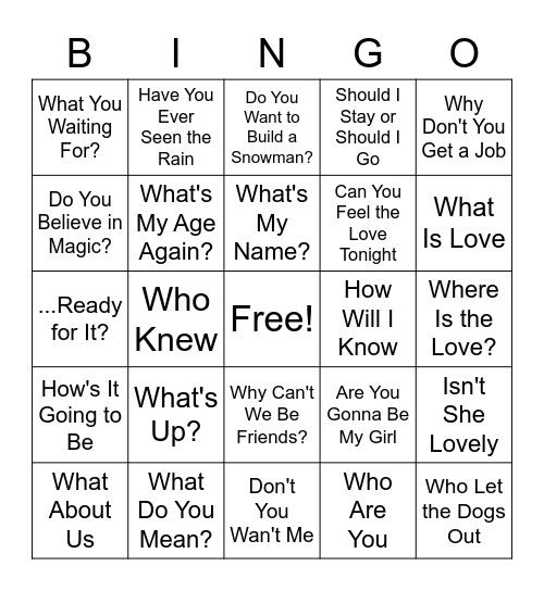 FS Music Bingo - Questions Bingo Card