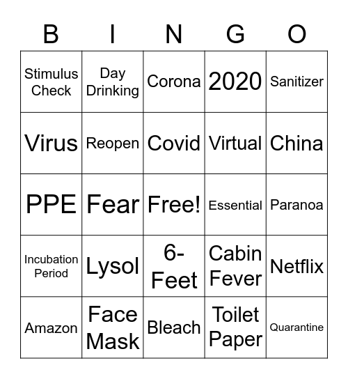 COVID GOT ME CRAZY Bingo Card