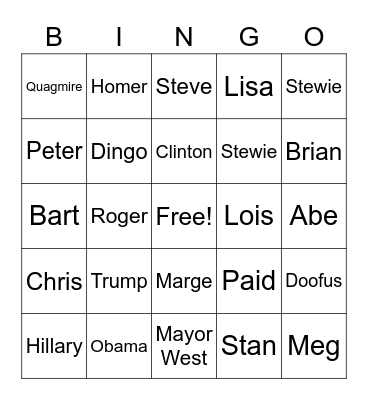Test Bingo Card