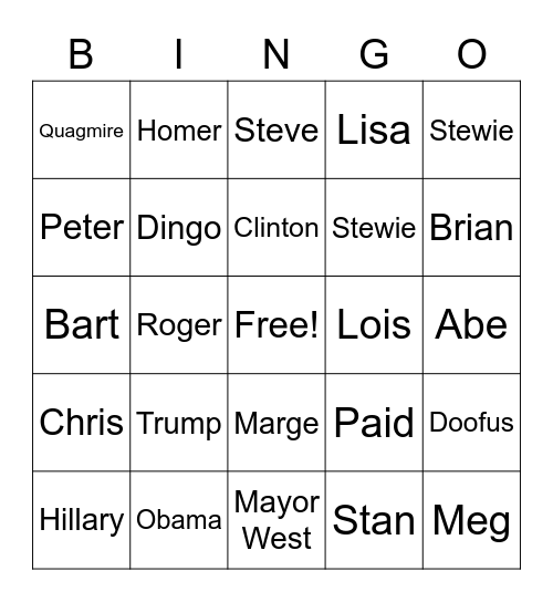 Test Bingo Card