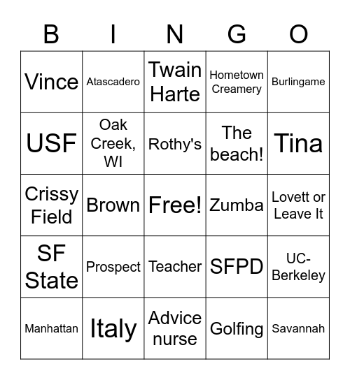 THG Bingo Card
