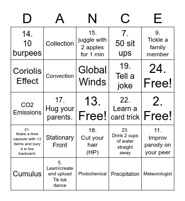 Active bingo Card