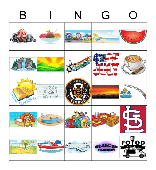 Summer Selfie BINGO Card