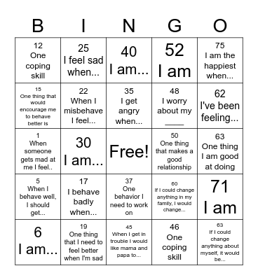Positive Reinforcement Bing Bingo Card