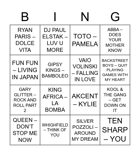 TITANIAAAAA!!! Bingo Card