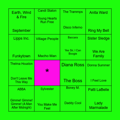 DISCO BINGO Card