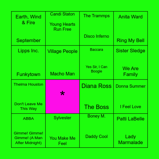 DISCO BINGO Card