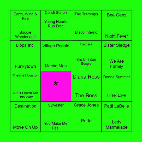 DISCO BINGO Card