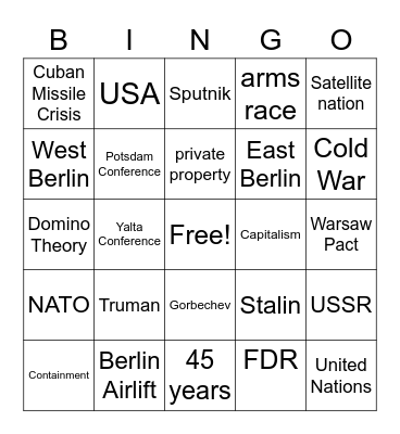 Cold War 2 Bingo Card