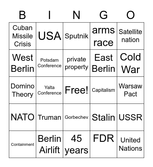 Cold War 2 Bingo Card