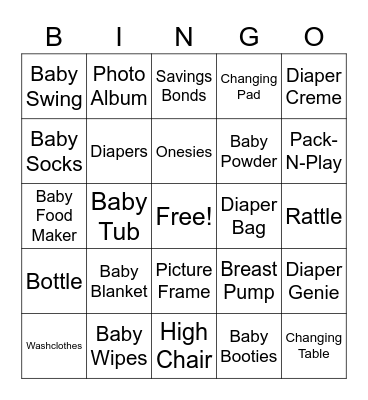 Baby Bingo Card
