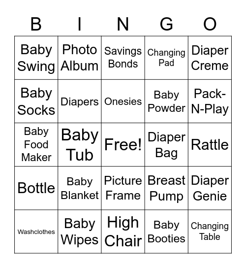 Baby Bingo Card