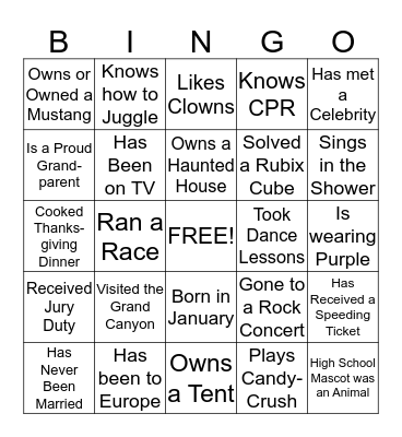 Who done it? Bingo Card