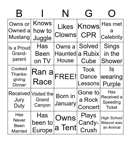 Who done it? Bingo Card