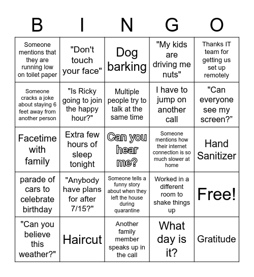 F&H Remote Bingo Card