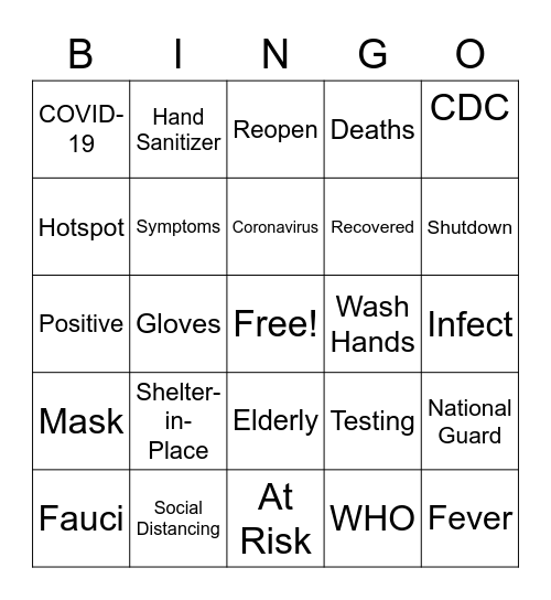 COVID-19 Bingo Card