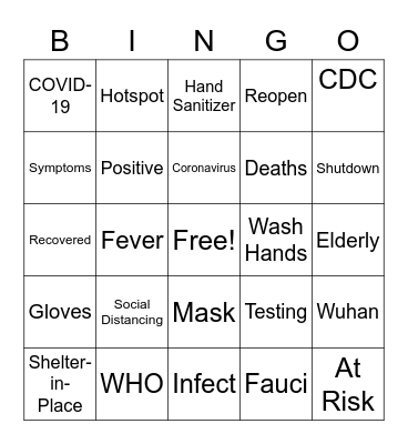 COVID-19 Bingo Card