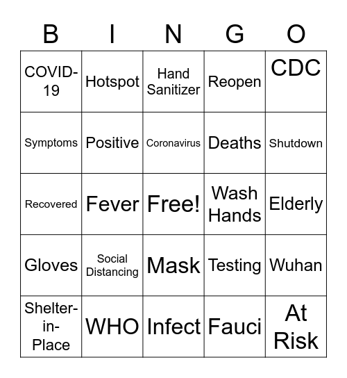 COVID-19 Bingo Card