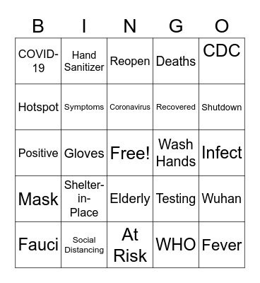 COVID-19 Bingo Card