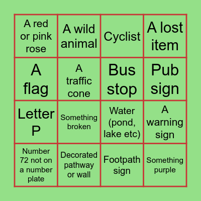 Lockdown Scavenger Hunt Bingo Card