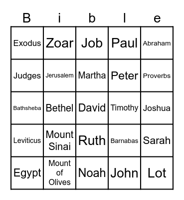 Bible Bingo Card